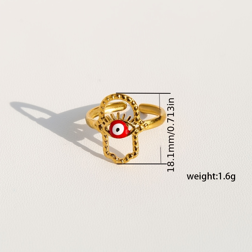 Vintage Red and Blue Evil Eye Open Ring, Unisex Adjustable